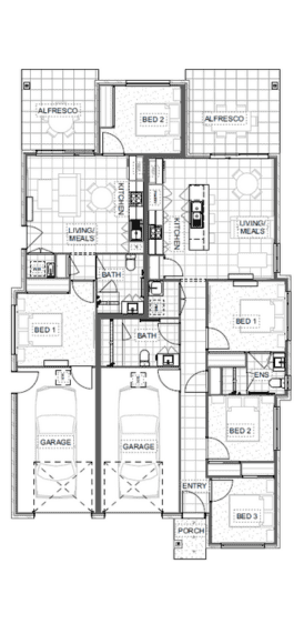 Dual occupancy property floor plan designed for dual rental income streams