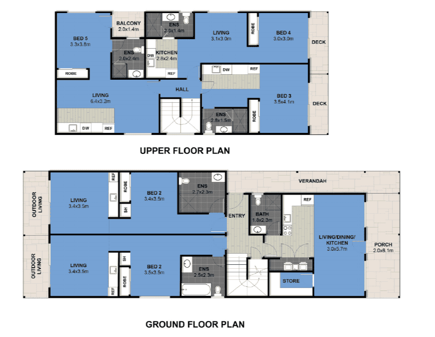 Rooming accommodation property floor plan illustrating 5 private rental suites for high rental yield