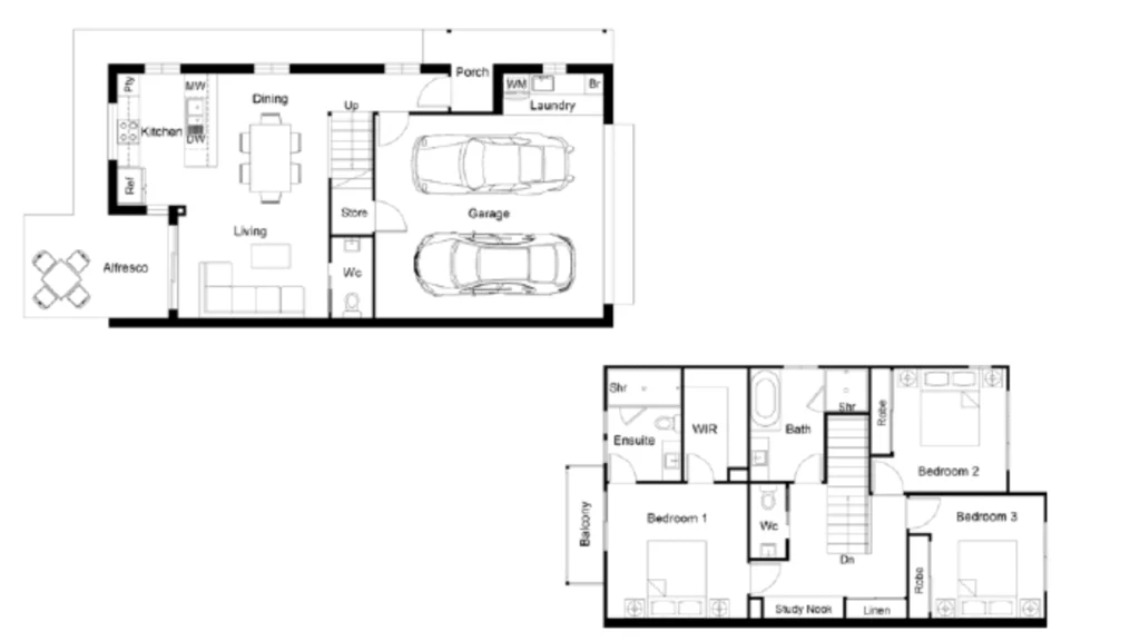 Detailed architectural floor plan layout for a multi-storey townhouse investment property